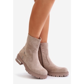 Isolierte Damenstiefeletten aus Öko-Wildleder mit Reißverschluss, Beige Narilie 1