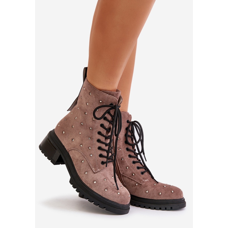 S.Barski Verzierte isolierte Arbeitsstiefel für Damen D&amp;A MR880-017 Taupe beige 1