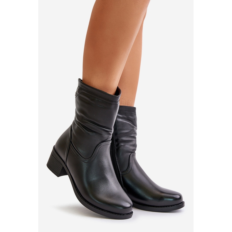 Mit Fell gefütterte High Heel Stiefel Vinceza 85155 Schwarz 1