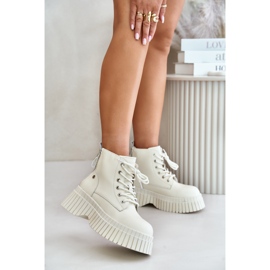 Isolierte Trapper-Stiefeletten aus Leder mit massiver Sohle GOE OO2N4127 Hellbeige 2