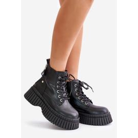 Isolierte Trapper-Stiefeletten aus Leder mit massiver Sohle GOE OO2N4126 Schwarz 1