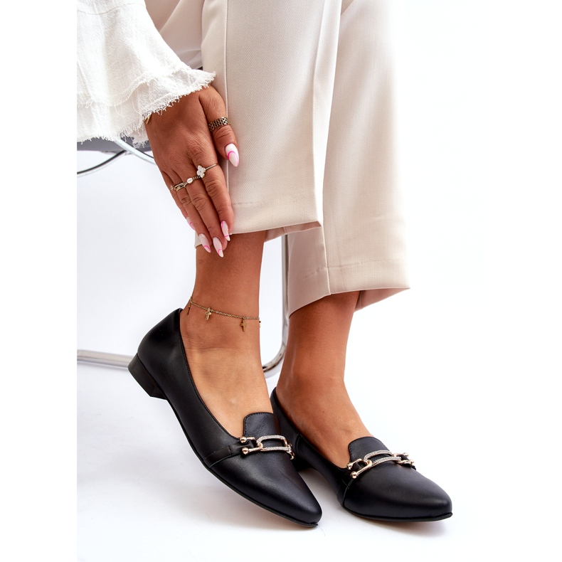 Zazoo 2885 Frauen -Leder -Ballerinas mit Dekoration schwarz 1