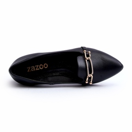 Zazoo 2885 Frauen -Leder -Ballerinas mit Dekoration schwarz 3