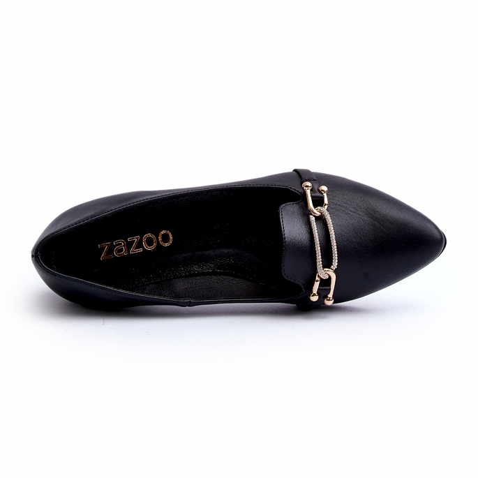 Zazoo 2885 Frauen -Leder -Ballerinas mit Dekoration schwarz 3