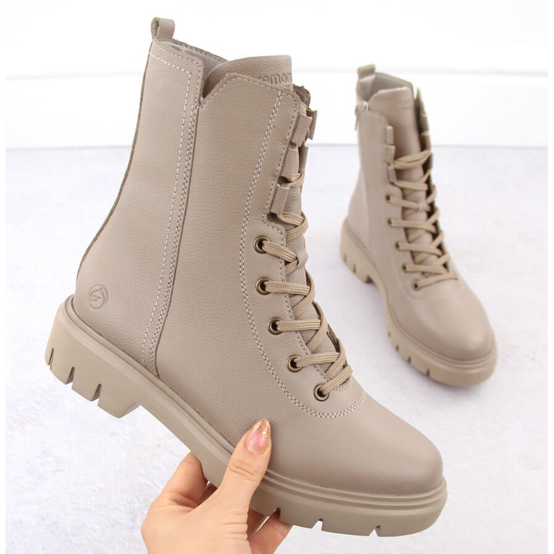 Isolierte Arbeitsjacke aus Leder für Damen in Beige von Remonte D1W76-20 1