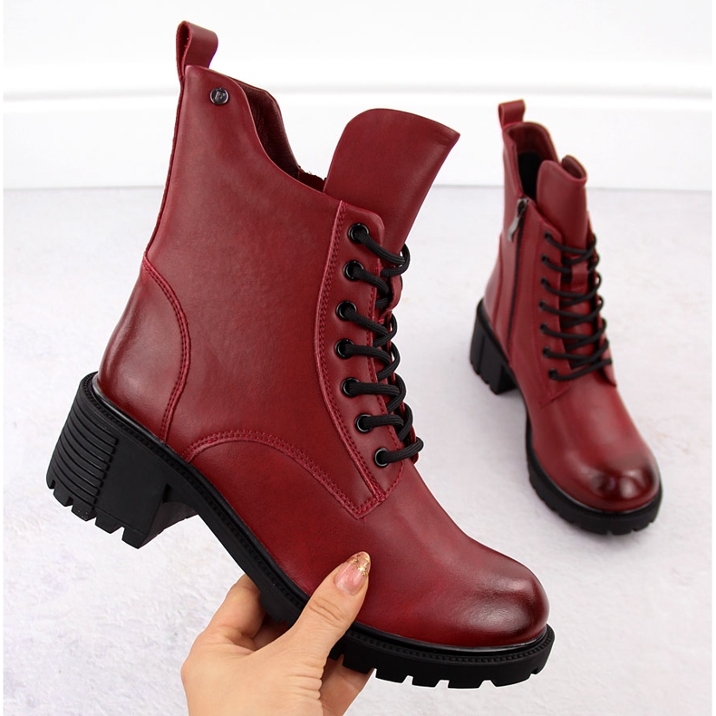 Rote Damen-Stiefeletten aus Leder von Filippo DBT6501 1