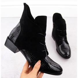 Damen-Stiefeletten aus Lackleder, schwarz, Potocki 12498 1