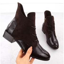 Damen-Stiefeletten aus Lackleder braun Potocki 12498 1