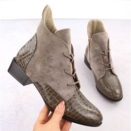 Damen-Stiefeletten aus Lackleder, beige, Potocki 12498 1