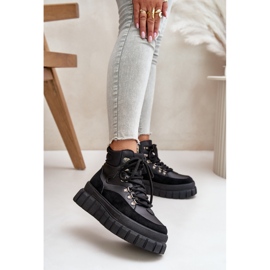 Isolierte Trapper-Stiefeletten für Damen auf der schwarzen Jelenia-Plattform 2