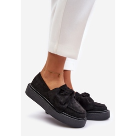 Damen-Mokassins auf Plateausohle mit Schleife, Schwarz Naivine 1