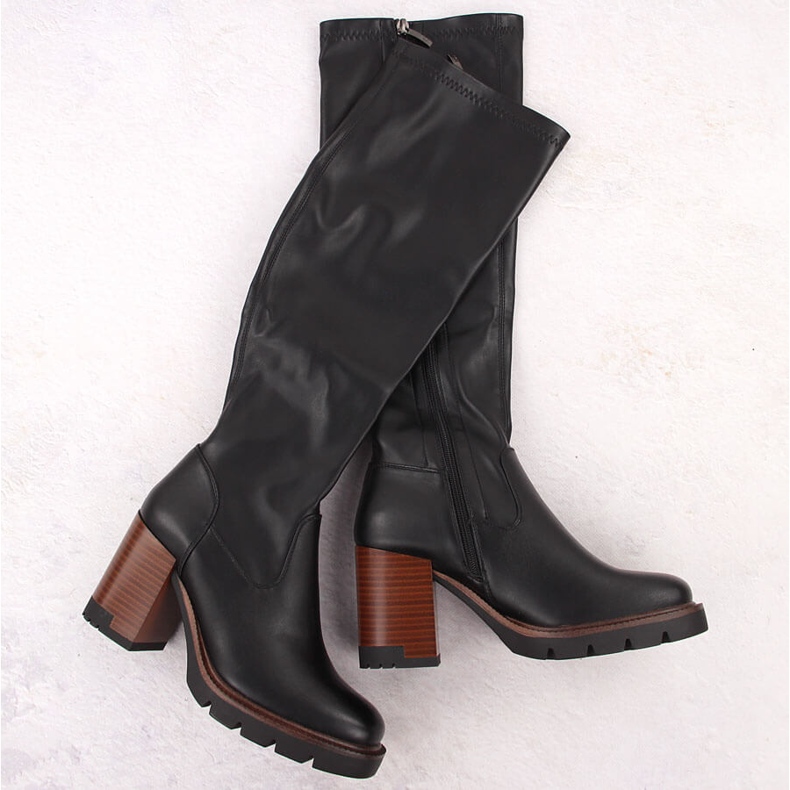 Damenstiefel mit hohen Absätzen und Plateau, elastisch, isoliert, schwarz Potocki 12246 1