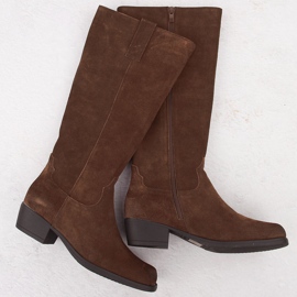 Braune Damen-Cowboystiefel aus Leder von Sergio Leone KZ268 2