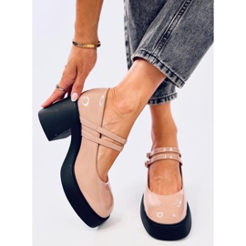 Lorai Khaki-Pumps mit breitem Absatz beige 1