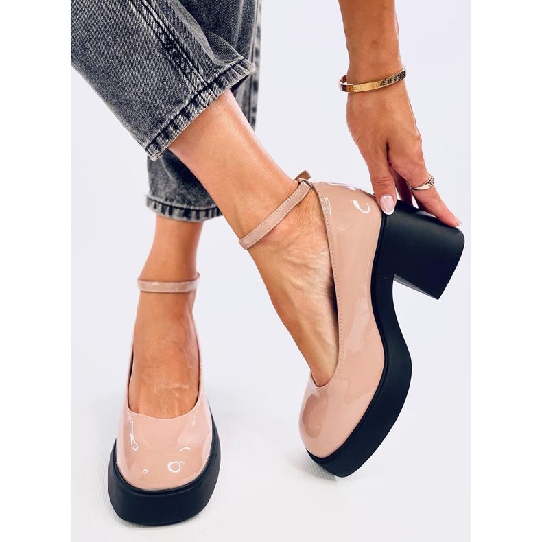 Termet Khaki-Pumps mit weitem Absatz beige 1