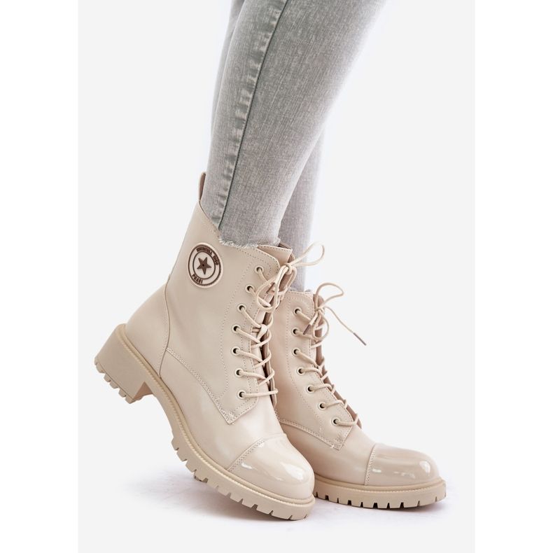 Beige Soratta Warme Arbeiterstiefel mit Reißverschluss 1