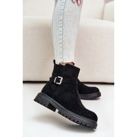 Isolierte Öko-Wildlederstiefel mit Reißverschluss und Schnalle, Schwarz Zinovelle 2