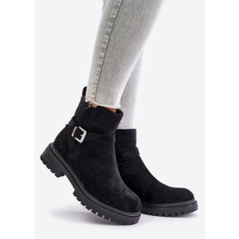 Isolierte Öko-Wildlederstiefel mit Reißverschluss und Schnalle, Schwarz Zinovelle 1