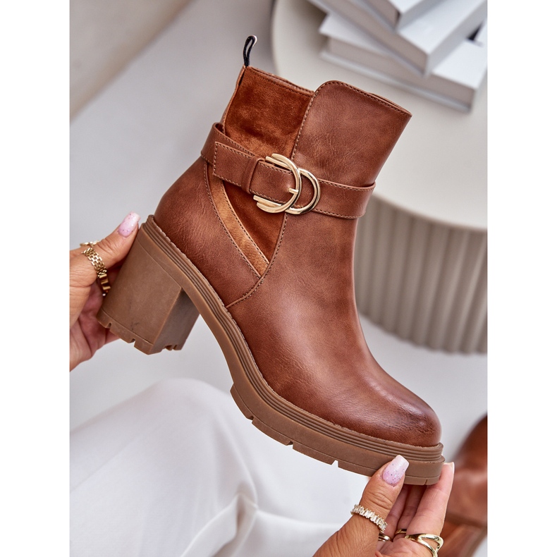 Damen-Stiefel mit hohem Absatz und isoliertem Camel-Inabelle-Reißverschluss braun 2