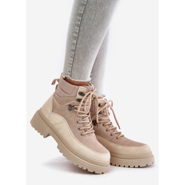 Beige Rabaria Trapper-Schnürstiefel für Damen 1