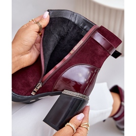 S.Barski Isolierte Damenstiefel mit hohem Absatz und dekorativer Schnalle D&amp;A MR880-085 Burgund rot 2