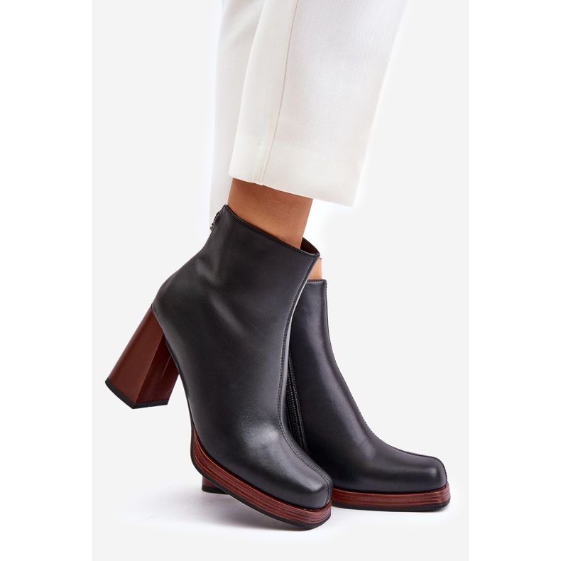 S.Barski Damen-Lederstiefel mit hohem Absatz, isoliert D&amp;A JC42-37 Schwarz 1