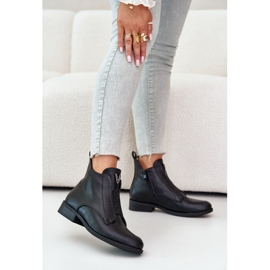 Niedrige Damenstiefel mit flachem Absatz, warm, schwarz S.Barski HY42-119 Schwarz 2