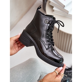 S.Barski Leder-Lack-Stiefeletten, isoliert, D&amp;A JC42-78, Schwarz 2