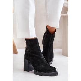 S.Barski Wildlederisolierte Stiefeletten mit hohem Absatz D&amp;A CR42-106 Schwarz 3