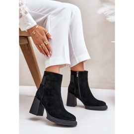 S.Barski Wildlederisolierte Stiefeletten mit hohem Absatz D&amp;A CR42-106 Schwarz 7