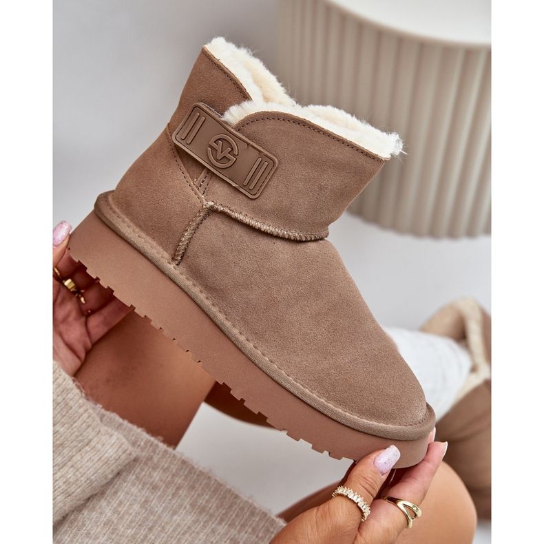 Leder-Wildleder-Schneestiefel mit Fell Vinceza 97951 Beige 2