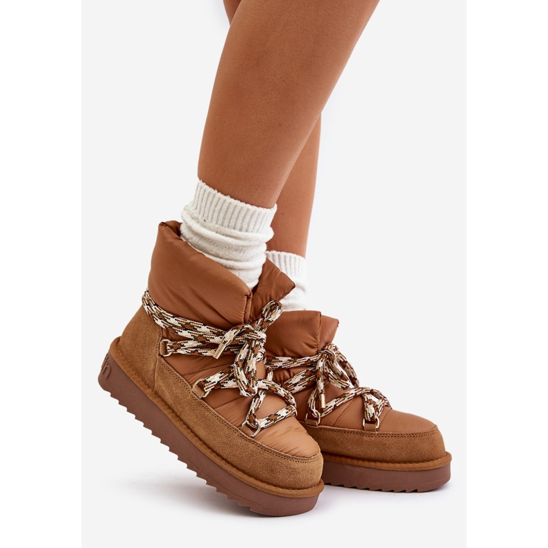 Damen-Schneestiefel aus Wildleder mit dicker Schnürung D.Franklin DFSH375003 Braun 1