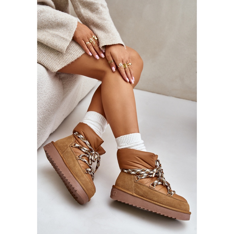 Damen-Schneestiefel aus Wildleder mit dicker Schnürung D.Franklin DFSH375003 Braun 2