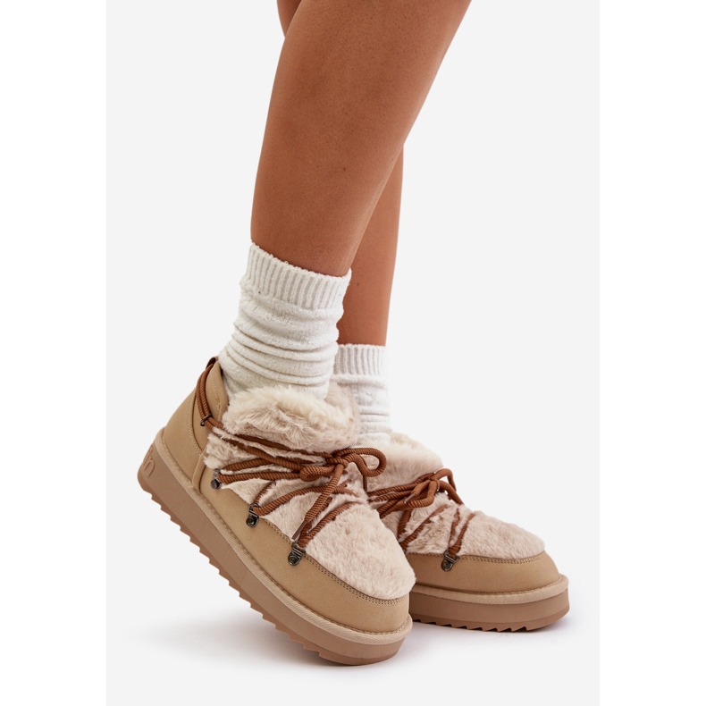 Niedrige Plateau-Schneestiefel mit Fell D.Franklin DFSH370011 Beige 1