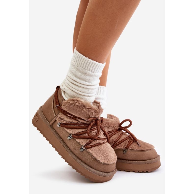 Niedrige Plateau-Schneestiefel mit Fell D.Franklin DFSH370011 Braun 1