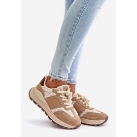 Damen-Sneaker aus Pelzleder Big Star OO274A317 HI-POLY System Beige 1