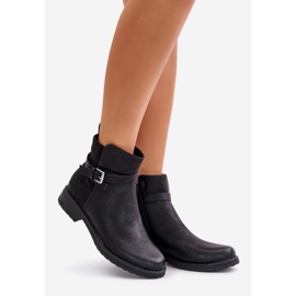 Isolierte Stiefeletten mit flachem Absatz und Riemen, Black Sabamessa schwarz 1