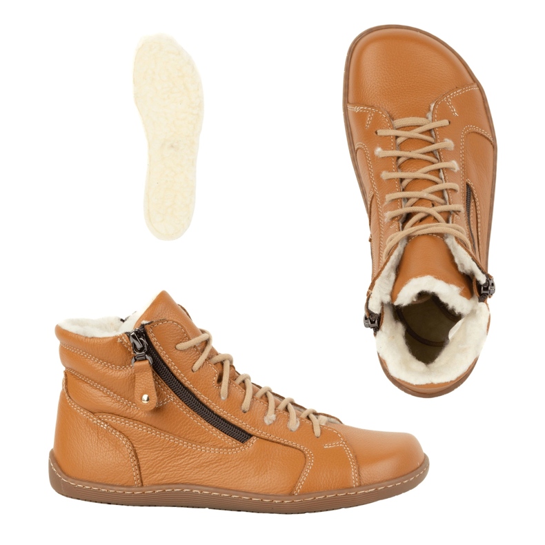 Olivier Minimalistische Barfuß-Winterlederschuhe für Damen 1261 rot orange 2