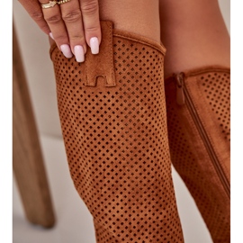 Durchbrochene Damenstiefel Kamel S.Barski HY42-139 braun 4