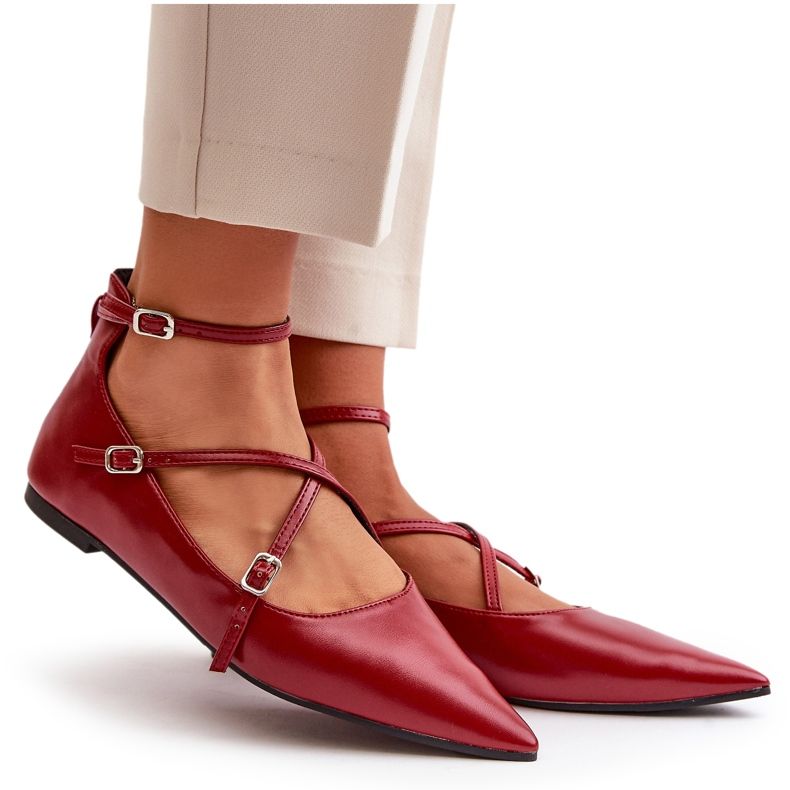 STEPHAN Frauen Ballerinas mit Burgund rot 3