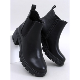 Ledeck Schwarze Pu-Chelsea-Stiefel mit breiten Absätzen 1
