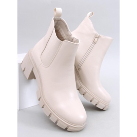 Ledeck Beige Pu Chelsea-Stiefel mit weitem Absatz 1
