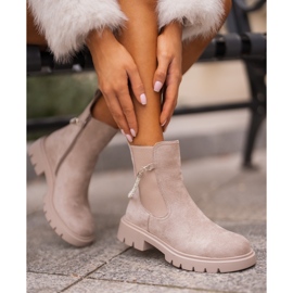 Isolierte Chelsea-Stiefel mit Reißverschluss und Zierriemen, beige Labenne 2