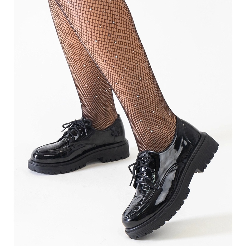 Schwarze lässige Schnür-Lackschuhe von Eduardana 1