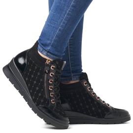 Rieker Damen-Lederstiefel, Lackleder Remonte R0773-04 schwarz 1