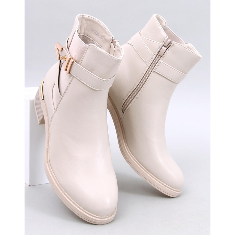 Gavins beige Pu-Chelsea-Stiefel 1