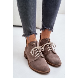 Zazoo 2959 Wildleder-Oxfords-Schnürschuhe mit flachem Absatz, dunkelbeige 6