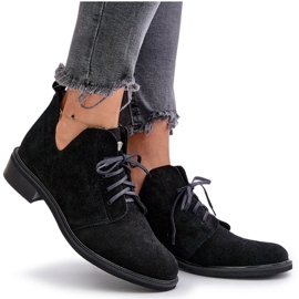 Zazoo 2959 Wildleder-Oxford-Schnürschuhe mit flachem Absatz, Schwarz 10
