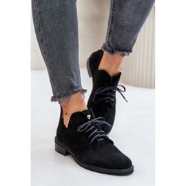 Zazoo 2959 Wildleder-Oxford-Schnürschuhe mit flachem Absatz, Schwarz 3