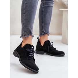 Zazoo 2959 Wildleder-Oxford-Schnürschuhe mit flachem Absatz, Schwarz 2